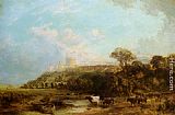 Castle Canvas Paintings - Cattle watering Windsor Castle beyond